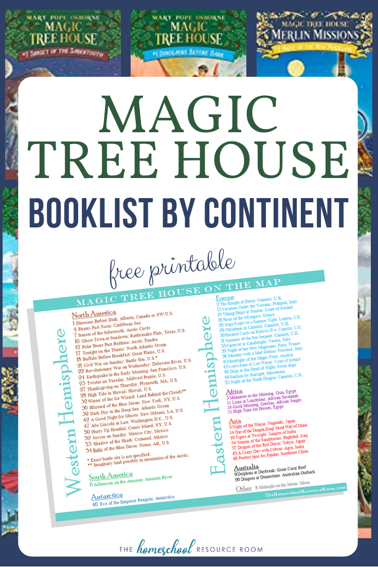 Read Around the World with the Magic Tree House Map! Free booklist by continent with original series 1-55 books listed by continent.