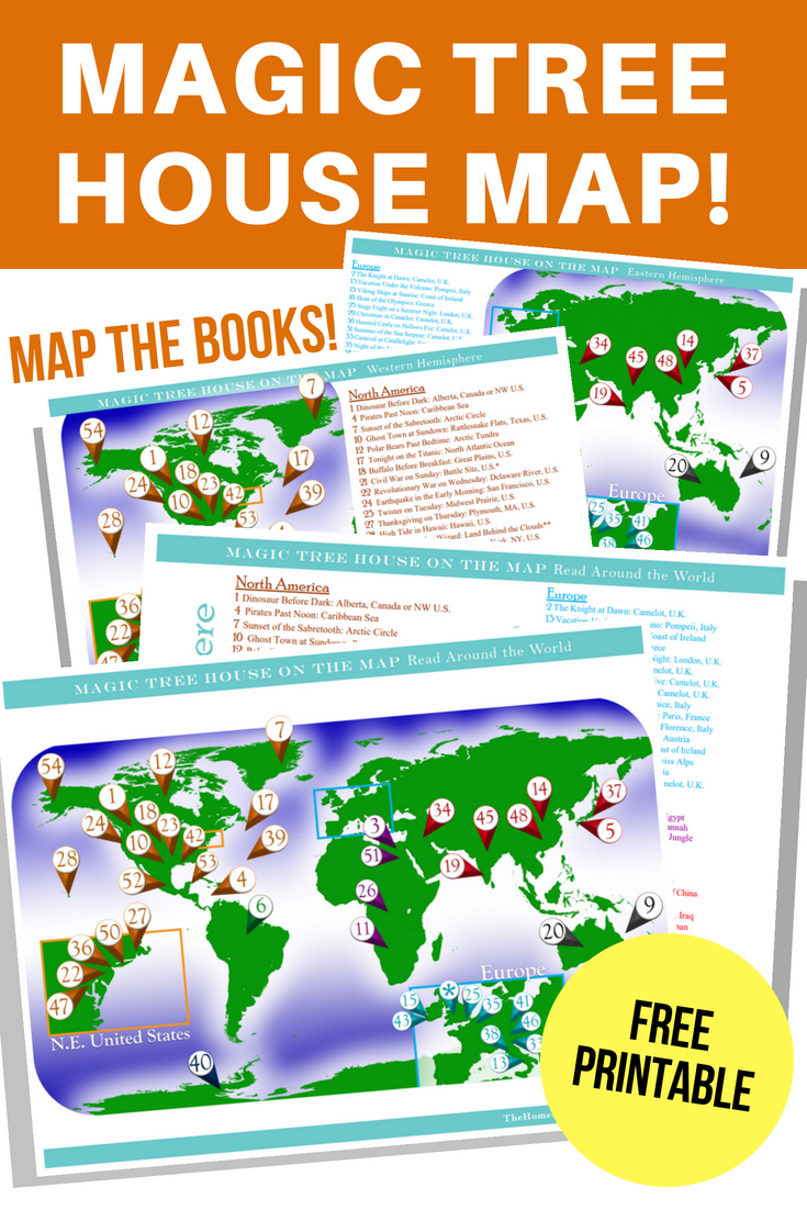 Magic Tree House Map, 8 printable posters for around the world lesson plans.