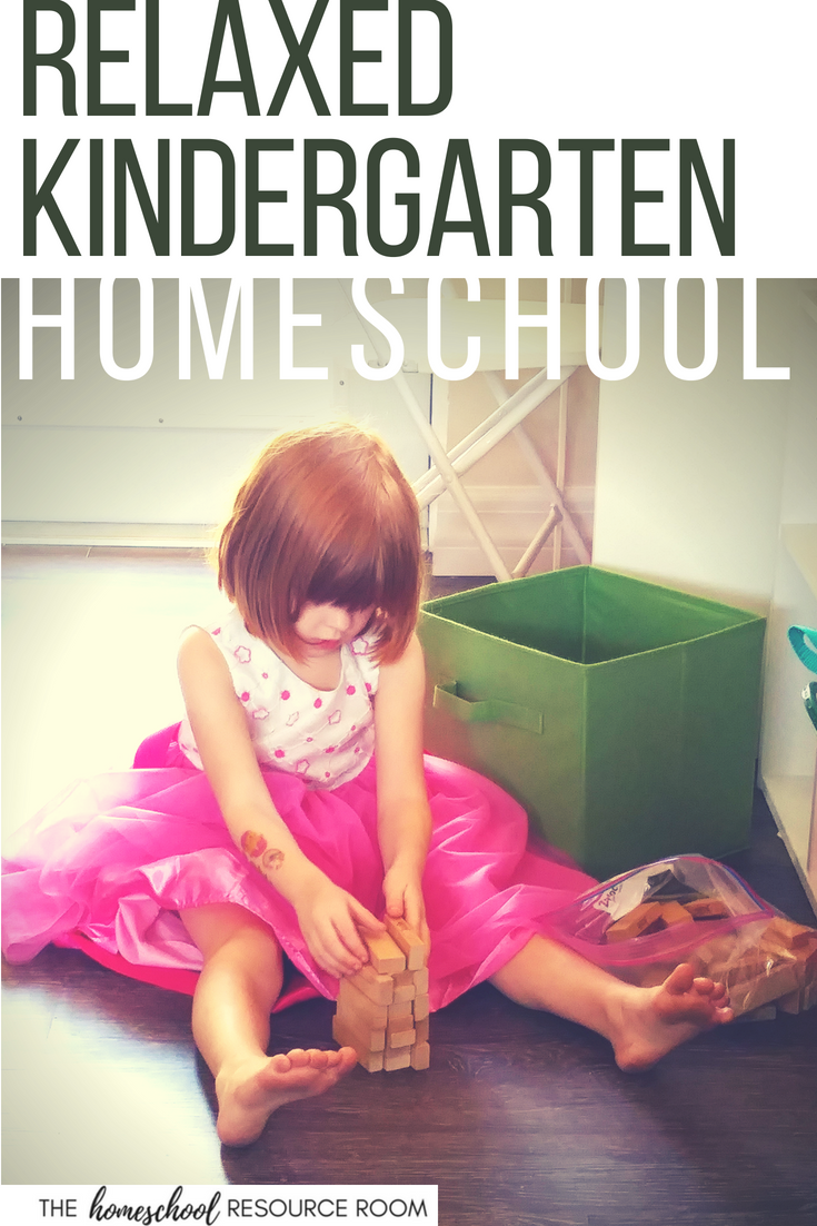 Kindergarten homeschool curriculum choices and resources for a relaxed and gentle introduction to academics. Recommendations include language arts, phonics, reading, online games, math, science, and writing for kindergartners.
