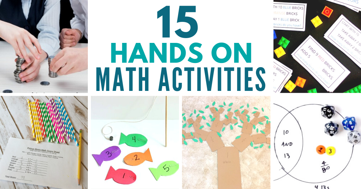 15 hands-on, fun math activities that will get your kids excited about learning math! Find games, projects, and ideas for your elementary math lessons. #math #stem #stemeducation #handsonlearning