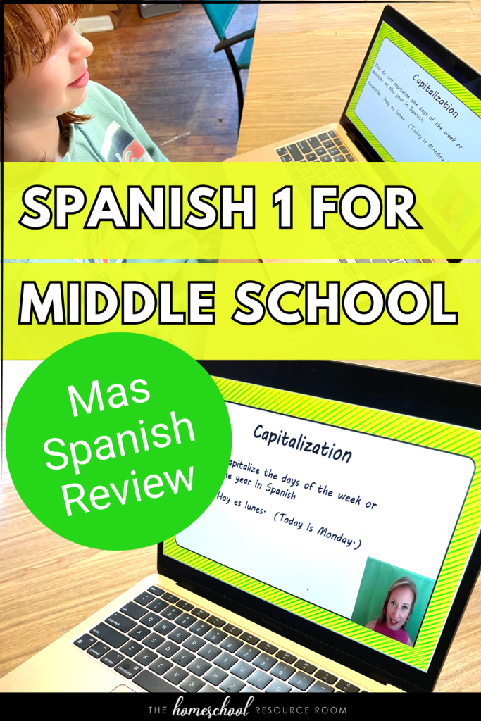 Check out our review of Mas Spanish, a Spanish 1 course for middle schoolers that can be done from anywhere with an internet connection!